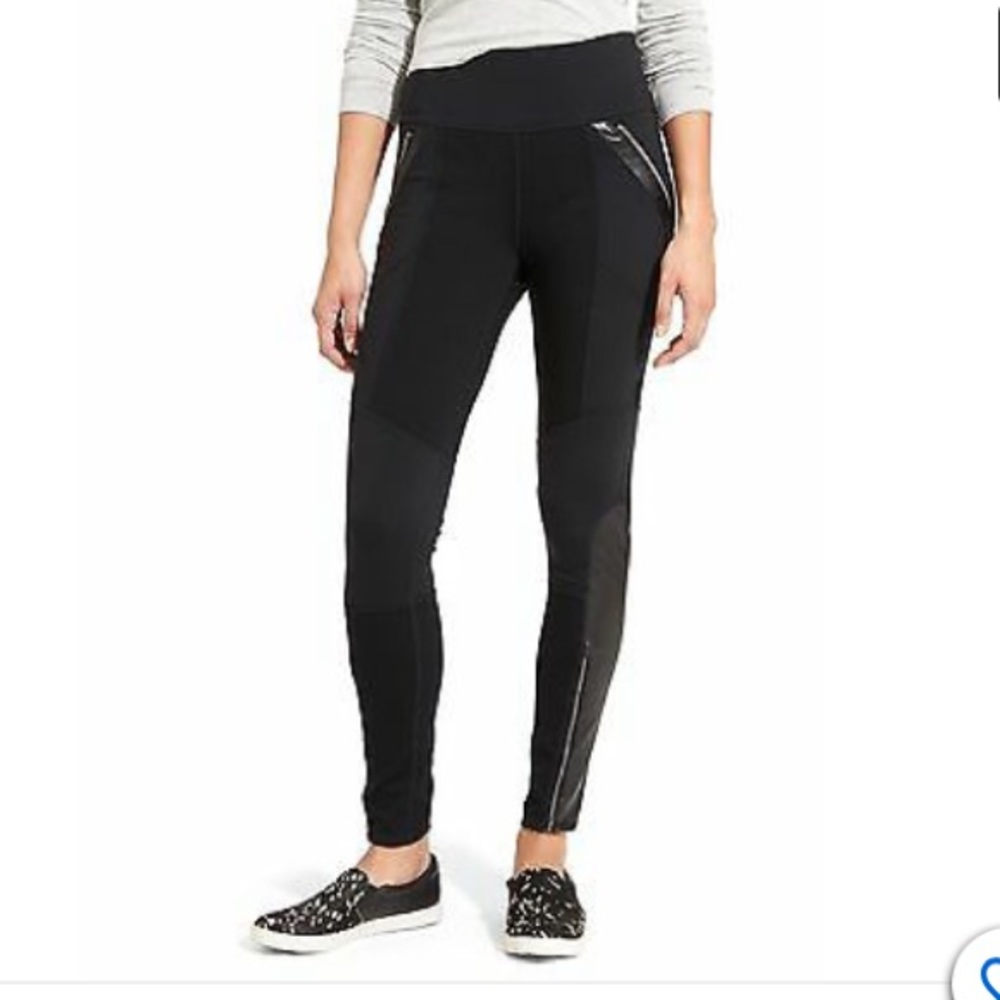 Athleta Ponte Luxe Faux leather panel leggings